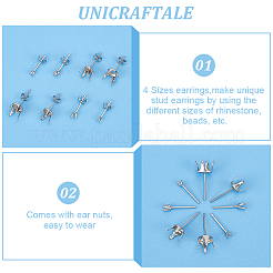 80 шт. 4 стиля сережек-гвоздиков из нержавеющей стали 304 STAS-UN0050-39