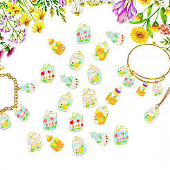45 個 9 スタイルラックメッキ合金ペンダント  エナメル  カドミウムフリー＆ニッケルフリー＆鉛フリー  混合図形  ライトゴールド  ミックスカラー  23.5~26x14~16.5x1.3mm  穴：1.8mm  5個/スタイル&nbsp;ENAM-CJ0004-99