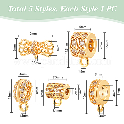 5 шт. 5 стиля латунные микропаве прозрачные кубические циркониевые трубчатые дужки KK-PH0012-40