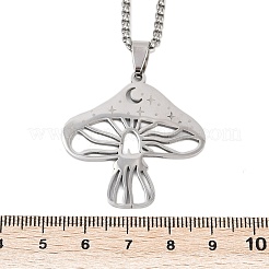 Женское ожерелье с подвеской в виде гриба и звезды из нержавеющей стали 201 NJEW-K283-34P