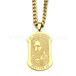 Collares con colgante rectangular de placa de identificación de San Judas Tadeo de acero inoxidable 304 para hombre.&nbsp;WG107E9-02
