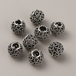 チベット風合金ヨーロピアンビーズ  大穴ビーズ  花とロンデル  アンティークシルバー  11.5x10mm  穴：5mm&nbsp;FIND-TAC0002-065D-01