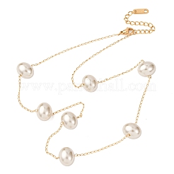 Женские цепочки с акриловым искусственным жемчугом овальной формы из нержавеющей стали 304&nbsp;NJEW-F354-02G