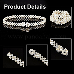 5 шт. 5-х стильный акриловый жемчужный плетеный эластичный ремень-цепочка с застежкой из сплава AJEW-GA0004-49