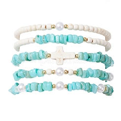 5 шт. 5 стильных браслета из натуральных пресноводных ракушек с бусинами&nbsp;BJEW-JB12726