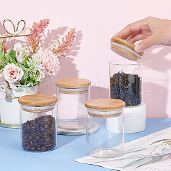 Pot de stockage en verre avec couvercle en bambou à ventouse&nbsp;CON-WH0089-45