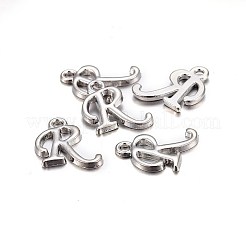プラチナメッキ合金文字ペンダント  ラックめっき  カドミウムフリー＆鉛フリー  文字.r  14x10x2mm  穴：1.5mm&nbsp;LS-X-PALLOY-J718-01P-R