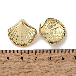 Серьги-гвоздики в форме ракушки из латуни&nbsp;EJEW-H165-02B-G