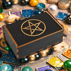 Прямоугольные гравированные фанерные деревянные коробки для хранения таро с раздвижной крышкой CON-WH20008-10B