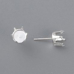 304ステンレススチールスタッドピアス金具  熊手のセッティング  銀  17x9mm  ピン：0.8mm&nbsp;STAS-D448-087S-9mm