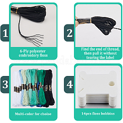 3 комплект 3-х стилевых 6-слойных полиэстеровых ниток для вышивания OCOR-GF0003-41B