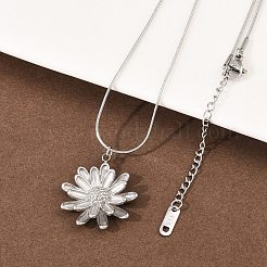 Женские ожерелья-змейки с подвеской-цветком из нержавеющей стали 304&nbsp;NJEW-G188-02P