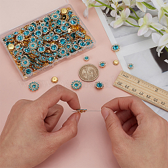 200 Stück 4 Stile Blumen-Legierung Glas Strass zum Aufnähen&nbsp;FIND-FG0004-45