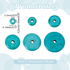 510 шт. нити синтетических бирюзовых бусин 6-х размеров G-AR0006-12A
