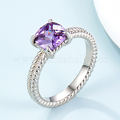 Женские квадратные кольца из стерлингового серебра с паве из кубических цирконий PC9848-4