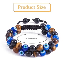 Geflochtenes Perlenarmband aus natürlichem Obsidian&nbsp;BJEW-SW00001-20