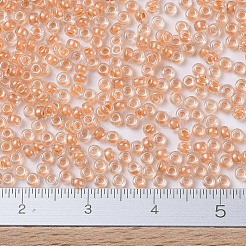 MIYUKIラウンドロカイユビーズ  日本製シードビーズ  11/0  （rr212)ライトピーチ裏地クリスタル  11/0  2x1.3mm  穴：0.8mm  約50000個/ポンド&nbsp;SEED-G007-RR0212