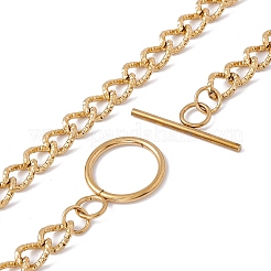 Collana a catena in acciaio inossidabile 304 placcata ionica (ip) con fermagli a barilotto per donna&nbsp;NJEW-E059-01G