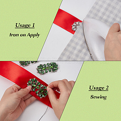 4 Stück Blumenapplikation aus Legierung und GlasStrassen&nbsp;DIY-MA0007-20A