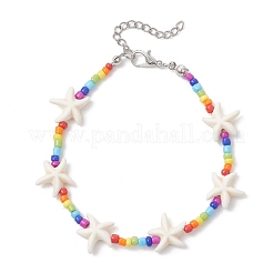 Браслеты из синтетической бирюзы и стеклянных бусин для женщин&nbsp;BJEW-JB13059