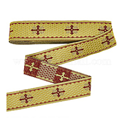 Жаккардовая лента из полиэстера в этническом стиле с крестом SRIB-WH0026-29-1
