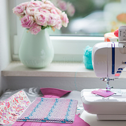 Полиэфирно-хлопковая ткань с рисунком рыбьей чешуи DIY-WH0430-114C