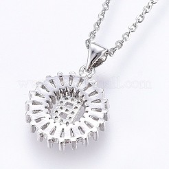 Colliers pendentifs initiaux en laiton sertis de micro-pavés de zirconiums cubiques&nbsp;NJEW-H486-30P-B