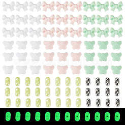 混合スタイルのアクリルビーズ  ピーナッツと蝶結びと蝶  グリーン  6.5~7.5x4~10x3~5.5mm  穴：1.2~1.6mm&nbsp;SACR-TA0001-81A