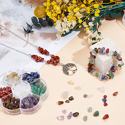 7 Stile natürlicher Amethyst & Gold Rutilquarz & Tigerauge & roter Jaspis & Lapislazuli & grüner Aventurin & Quarzkristall-Chip-Perlen-Sets&nbsp;G-PA0001-96