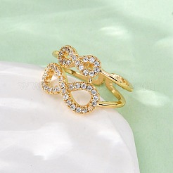 Регулируемые манжетные кольца с микропаве из кубического циркония из латуни RJEW-C141-01G