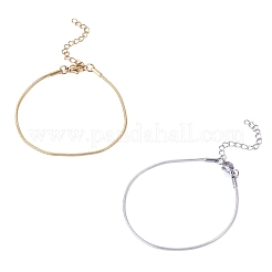 2 pulsera de cadena de serpiente de acero inoxidable 304 de 2 colores para mujer.&nbsp;BJEW-TADJ0001-02