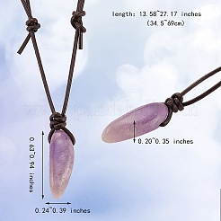 5 pièces 5 style naturel mélangé pépites de pierres précieuses pendentif collier avec cordon en cuir de vachette pour les femmes&nbsp;NJEW-SZ0001-58