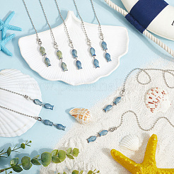 10 шт. полностью покрытые матовым гальваническим стеклом бусины в виде рыбок для потолочного вентилятора удлинители цепей&nbsp;HJEW-CP00006