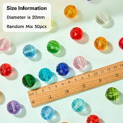 透明アクリルビーズ230g  ラウンド  多面カット  ミックスカラー  20mm&nbsp;OACR-SZ0001-79