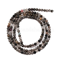 天然石ブラックルチルクォーツビーズ連売り  多面カット  ラウンド  2.5~3x2~2.5mm  穴：0.7mm  約154個/連  14.57~14.69''（37~37.3センチメートル）&nbsp;LS-G-RM250104-C4