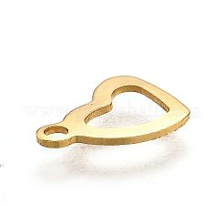 ステンレススチールチャーム201個  中空  ハート  18KGP本金メッキ  7x10x0.5mm  穴：1.4mm&nbsp;STAS-B001-13G