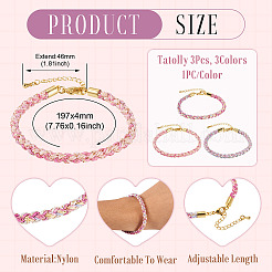 3 bracelet en nylon tressé de 3 mm&nbsp;FIND-TA0009-40B