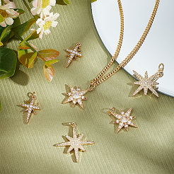 6 шт. 3 стиля латунные подвески с микропаве и кубическим цирконием&nbsp;ZIRC-BBC0002-57