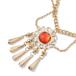 Сплав кубический цирконий цветок кисточка колокольчик цепочка ремни для женщин AJEW-D300-01G