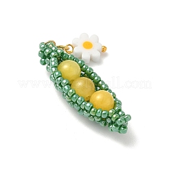 Стеклянный бисер в форме гороха с подвесками в виде цветов PALLOY-MZ00923