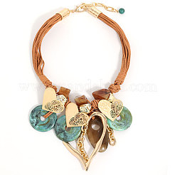 Многорядные вощеные шнуры-нагрудники в стиле бохо с подвеской в виде диска из сплава смолы в форме сердца для женщин FS-WGB6778-01