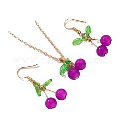 Комплекты из ожерелий и серег с подвесками из вишневой смолы для женщин FS-WG9C1EB-01