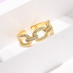 Messing Micro Pave Zirkonia Manschette offene Ringe&nbsp;RJEW-F204-01G
