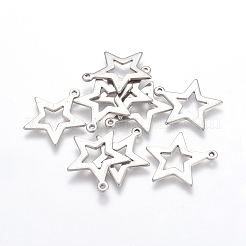 変色しにくい201ステンレススチールペンダント  スター  ステンレス鋼色  21x20x1mm&nbsp;STAS-G029-6