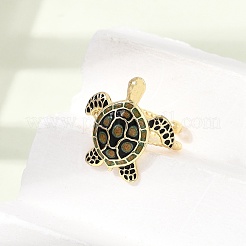 Anillos abiertos de puño de latón esmaltado&nbsp;KK-CBA0419-02G