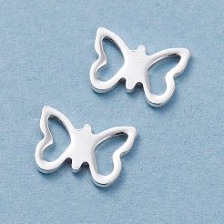 201 ステンレススチール製フィリグリージョイナーリンク  蝶  銀  7x10x0.8mm&nbsp;STAS-I123-02S
