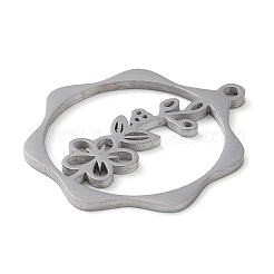 変色しない304ステンレススチールペンダント  花  ステンレス鋼色  23.5x21.5x1mm  穴：1.5mm&nbsp;STAS-P338-01A-P