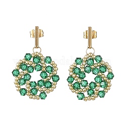 Fleur perles de verre Pendants d'oreilles&nbsp;EJEW-MZ00776-01