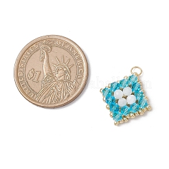 3 шт. подвески из 3-х цветного стекла ручной работы и натурального радужного лунного камня&nbsp;PALLOY-MZ00850