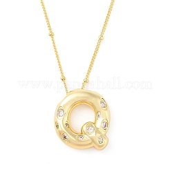 Ожерелья с подвесками из латуни с прозрачным кубическим цирконием NJEW-Z038-01G-Q